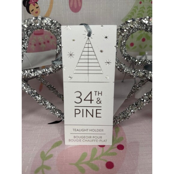 34th & Pine Silver Bow Tealight Holder Set - Picture 2 of 5